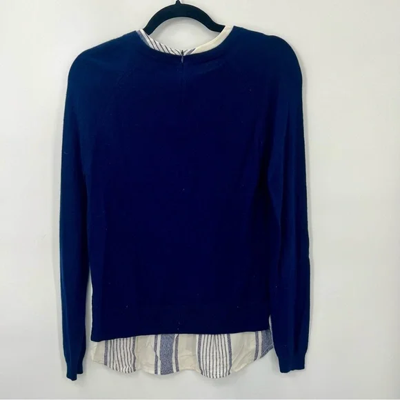 Joie Zaan Woven Sweater Shirt Pullover Crewneck Wool Cashmere Top Navy XS Blouse - Picture 6 of 11